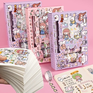 สติกเกอร์เทปกระดาษ ลายการ์ตูนหัวใจน่ารัก ขนาดเล็ก สําหรับตกแต่งสมุด diy Cute Cartoon Handbook Sticker Tape Gift Box