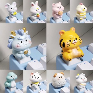 ปุ่มกดคีย์บอร์ด ลายราศีน่ารัก สามมิติ สีชมพู สําหรับตกแต่ง