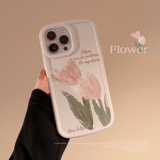 เคสซิลิโคน ลายดอกทิวลิป สีชมพู สําหรับ Iphone 14 11 12 13 PRO MAX AT0107