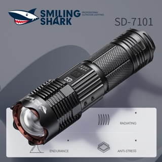 Smiling Shark ไฟฉาย LED  M90 12000LM ไฟฉายแรงสูง พร้อมนกหวีดไฟฟ้า ชาร์จ USB ซูมได้ สําหรับตั้งแคมป์ เดินป่า กลางแจ้ง ไฟฉายเซนเซอร์