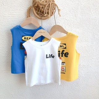 พร้อมส่ง ขายดี เสื้อยืดแขนกุด แบบบาง สไตล์เกาหลี ญี่ปุ่น แฟชั่นฤดูร้อน สําหรับเด็กผู้ชาย 2023