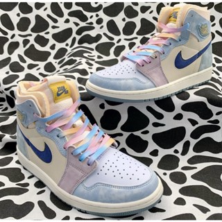 [ชนเผ่าสีหลัก] เชือกผูกรองเท้า ลายดอกไม้ สีแคนดี้ สีเบจ สีมาการอง สําหรับ aj1 Zoom Air aj1