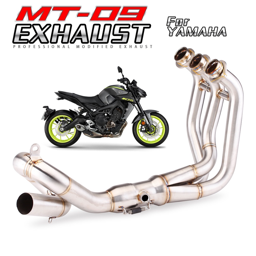 MT09 ท่อไอเสียรถจักรยานยนต์ดัดแปลงสแตนเลสสกู๊ตเตอร์ด้านหน้าท่อระบบสำหรับ yamaha FZ-09 MT-09 mt 09 sl