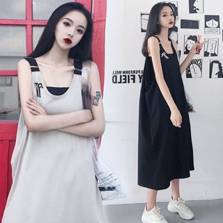 【Sundress Oversized】(40-150 กก.) ชุดเดรส แขนกุด ทรงหลวม แฟชั่นสไตล์เกาหลี สําหรับหญิงตั้งครรภ์