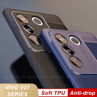 Vivo V27 V27e Pro 5G เคสโทรศัพท์ TPU แบบนิ่ม เนื้อลิ้นจี่ ป้องกัน