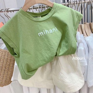 [Ciki Baby] ชุดเสื้อแขนสั้น กางเกงขาสั้น ผ้าฝ้ายแท้ ทรงหลวม พิมพ์ลายตัวอักษร แฟชั่นฤดูร้อน สําหรับเด็กผู้ชาย 2023