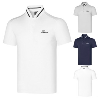 Titleist เสื้อยืดโปโล แขนสั้น คอปก ระบายอากาศ สีพื้น สวมใส่สบาย สไตล์สปอร์ต สําหรับผู้ชาย