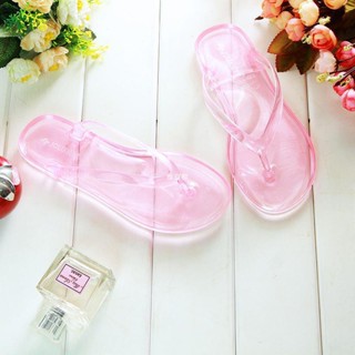 [พร้อมส่ง] _ รองเท้าแตะพลาสติกเจลลี่ใส กันลื่น คริสตัล สไตล์เกาหลี เหมาะกับเดินชายหาด ห้องน้ํา สําหรับผู้หญิง