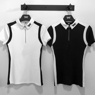 [PXG] เสื้อยืดกีฬากอล์ฟ แขนสั้น มีซิป ระบายอากาศ แบบแห้งเร็ว สไตล์เกาหลี สําหรับผู้หญิง