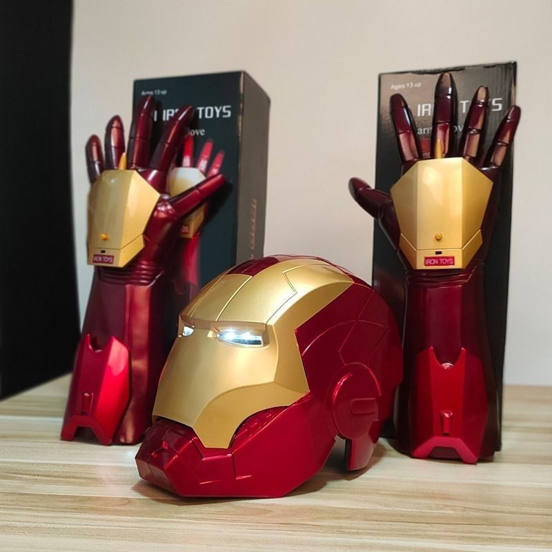 หมวกกันน็อค Iron Man mk5 Jarvis สวมแขนเรืองแสงได้ สําหรับเด็ก