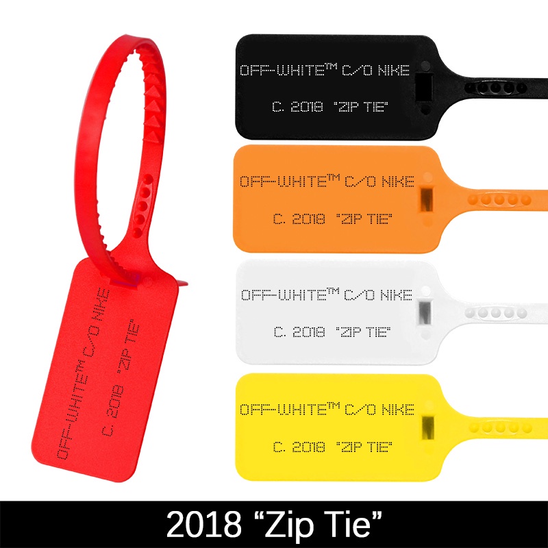 6pcs ใหม่ 2018 Zip Tie พลาสติกทิ้งแท็ก Off รองเท้าผ้าใบรองเท้าตกแต่งสีขาวสีแดง Security Seals 300 มม.
