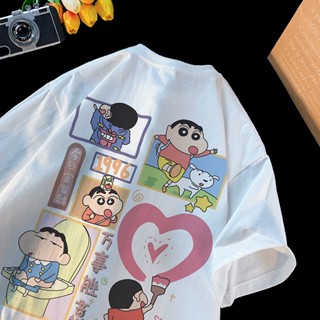 【ผ้าฝ้ายแท้】เสื้อยืดคอกลม แขนสั้น ลายการ์ตูน ทรงหลวม อเนกประสงค์ แฟชั่นฤดูร้อน สําหรับผู้หญิง คู่รัก