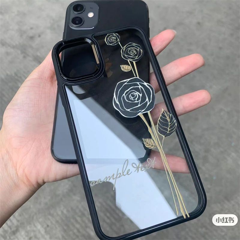 Dark Rose Phone Case For Iphone12/13pro XS/XR Apple 11 Phone Case for iphone 8plus High Transparent 7P