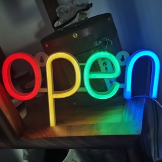 เปิดป้ายนีออนไฟ LED USB และแบตเตอรี่ขับเคลื่อน Store Shop ธุรกิจโฆษณา Night โคมไฟผนังประตูหน้าต่างแขวน