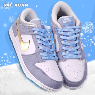 เชือกผูกรองเท้า ลายเกล็ดหิมะ สีขาว สีฟ้า สีทอง สําหรับวันวาเลนไทน์ AJ1dunk Air Force One AF1