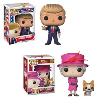 ตุ๊กตาฟิกเกอร์ Funko pop Queen Englands Corgi Elizabeth II Trump America President ของเล่นสําหรับเด็ก