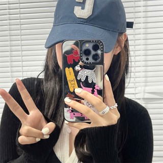 Casetify เคสโทรศัพท์มือถือแบบกระจกแข็ง ลายเสือดาว สีชมพู สําหรับ iphone11 12 13 14 promax x xs xr i7 i8