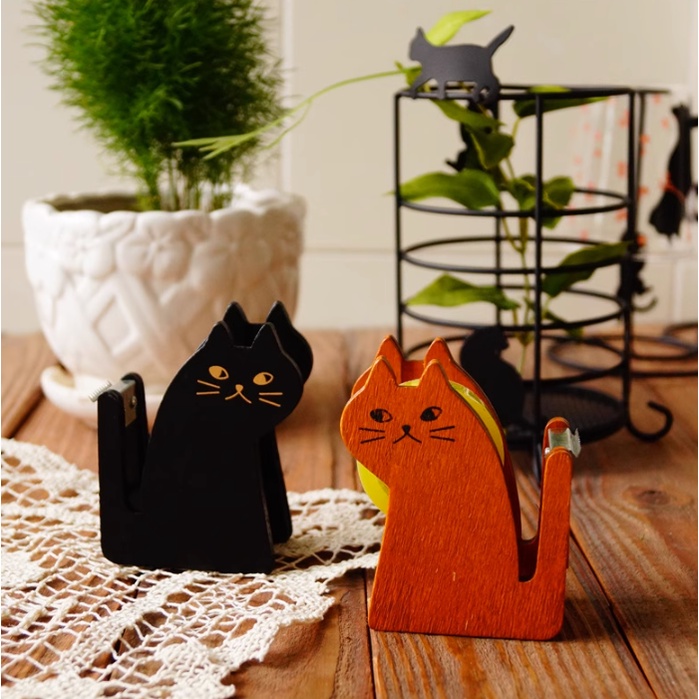 Dreamerhouse ที่ตัดเทปไม้ ลายแมวน่ารัก สไตล์เรโทร สําหรับตัดเทป