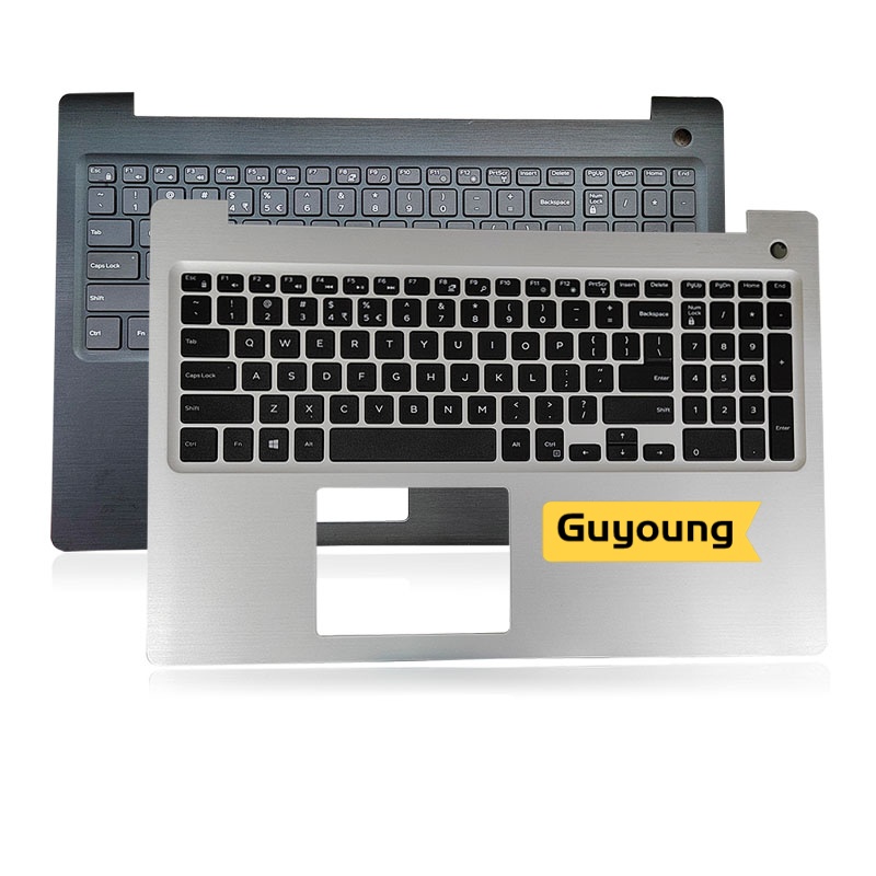 แป้นพิมพ์แล็ปท็อป YJX US English สำหรับ Dell Inspiron 15 5000 5570 5575 พร้อมที่วางมือและไฟแบ็คไลท์ 