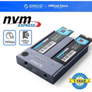 Orico Dual-Bay M.2 NVME แท่นวางโคลนเนอร์ USB C เป็น NVME SSD สําหรับ M Key PCIe 2242 2260 2280 22110 M.2 SSDs รองรับ Offline Clone M2P2-C3-C
