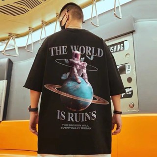 Street Wear Astronaut Printed Round Neck Short-Sleeved T-Shirt Men Women Summer Loose ins Trendy Harajuku Style_02