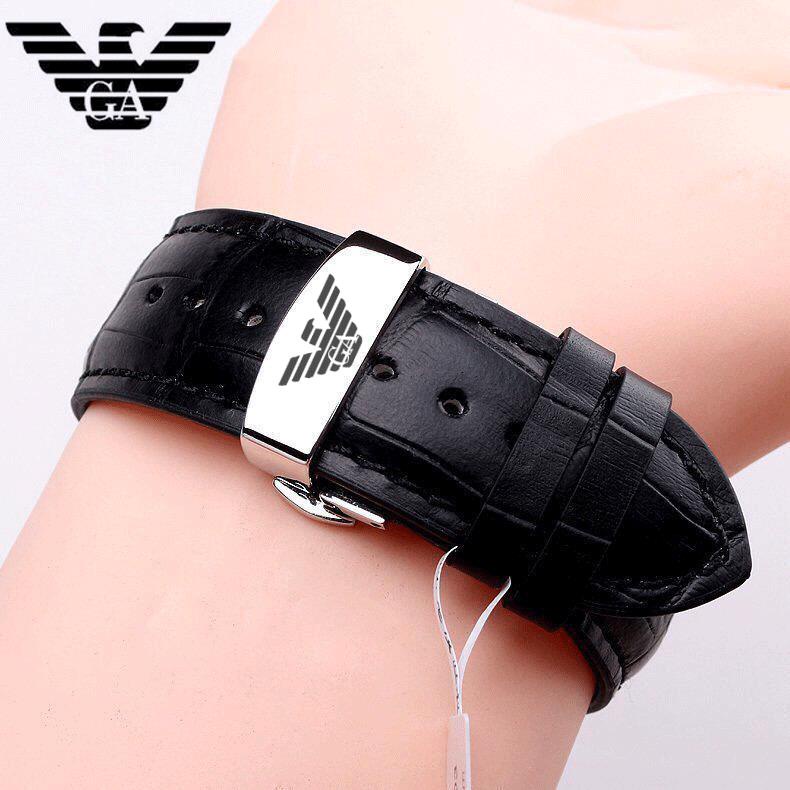 Armani สายนาฬิกาข้อมือหนังแท้ หัวเข็มขัดผีเสื้อ สําหรับผู้ชาย ผู้หญิง AR5905 5858 5859 5889 5921 20