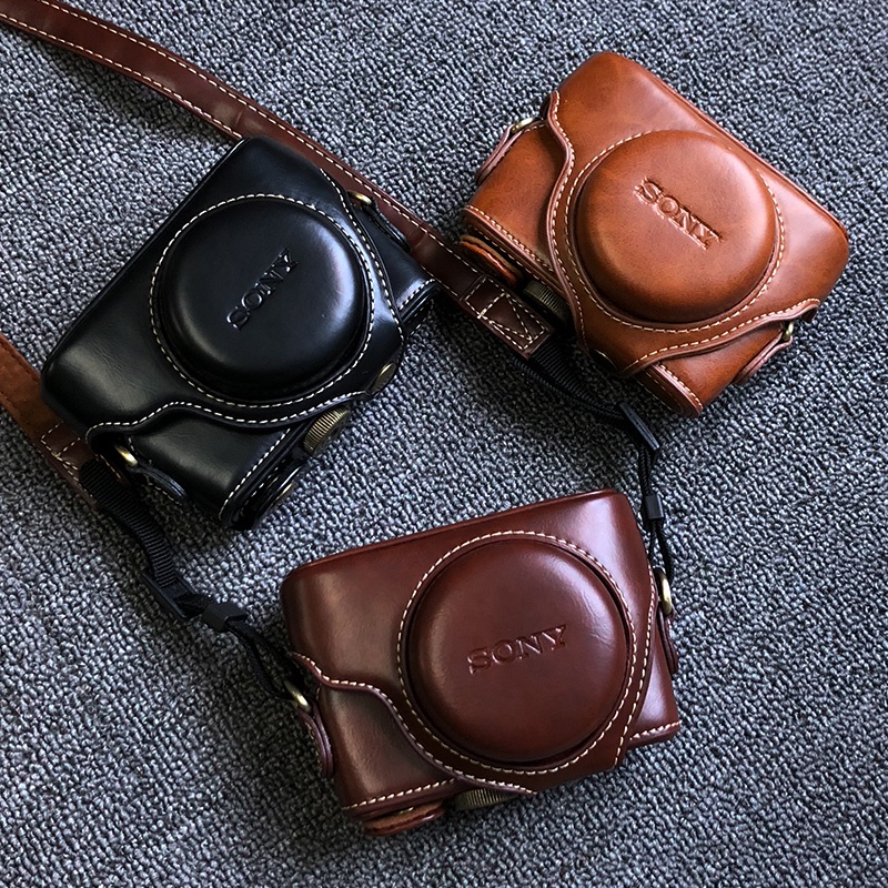 เคสกระเป๋าหนัง ใส่กล้อง สีดํา สไตล์เรโทร สําหรับ Sony RX100M6 DSC-RX100 M2 M3 M4 M5A M7