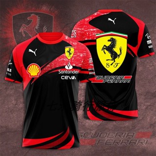 จัดส่ง 24 ชั่วโมง Ferrari santander Racing เสื้อยืดแขนสั้น ระบายอากาศ แบบแห้งเร็ว เหมาะกับฤดูร้อน 2022