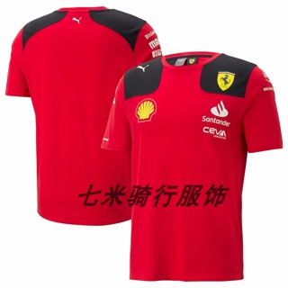 เสื้อยืดแขนสั้น ระบายอากาศ แบบแห้งเร็ว ลายทีม Scuderia Ferrari 2023 แฟชั่นฤดูร้อน 24 ชั่วโมง