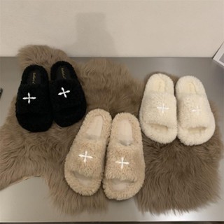 White Mao Mao Shoes Women&amp;#39;s Autumn New Thick Slippers