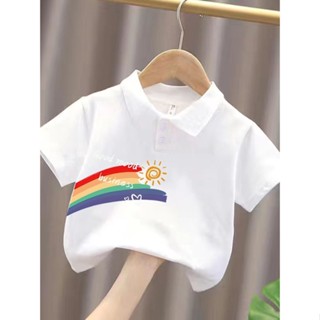 พร้อมส่ง~[โปรโมชั่น] เสื้อยืดโปโล แขนสั้น สีขาว แฟชั่นฤดูร้อน สําหรับเด็กผู้ชาย และเด็กผู้หญิง 2023