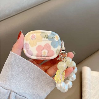 เคสป้องกันหูฟังบลูทูธ แบบนิ่ม ลายดอกไม้ มีสายโซ่คล้อง สําหรับ Apple Airpods Pro 2nd 3 2 2nd Generation