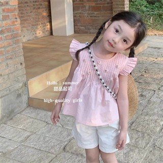 [CikiBaby] เสื้อแขนสั้น และกางเกงขาสั้น แฟชั่นฤดูร้อน สไตล์เกาหลี สําหรับเด็กผู้หญิง สองชิ้น