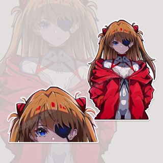 สติกเกอร์นีออน EVA ลายอนิเมะ Asuka Evangelion สองมิติ สําหรับติดตกแต่งรถยนต์ไฟฟ้า