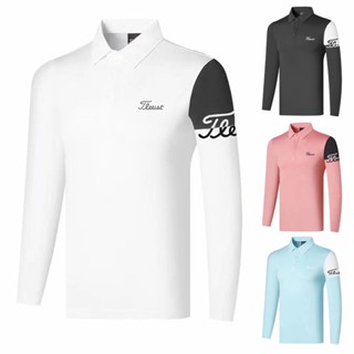 [Titleist] ใหม่ เสื้อโปโลแขนยาว กันแดด แบบแห้งเร็ว สไตล์ฤดูใบไม้ร่วง สําหรับผู้ชาย