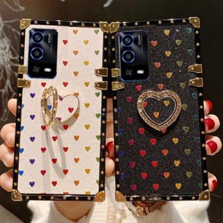 เคสโทรศัพท์มือถือ กันกระแทก ลายหัวใจ พร้อมแหวนขาตั้ง สําหรับ OPPO A16 A55 5G A53 2020 A33 2020 A32