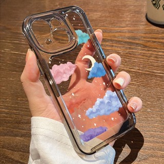 เคสโทรศัพท์มือถือแบบนิ่ม ใส ลายอวกาศ Caiyun Moon สําหรับ iphone11 12 13 14 promax x xs xr 7 8