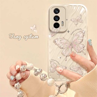 เคสโทรศัพท์มือถือ กันกระแทก ลายผีเสื้อ พร้อมสายคล้องมือ สําหรับ realme gt v11 gtneo2t v23 v13 v5 q3 q5i pro 7 8