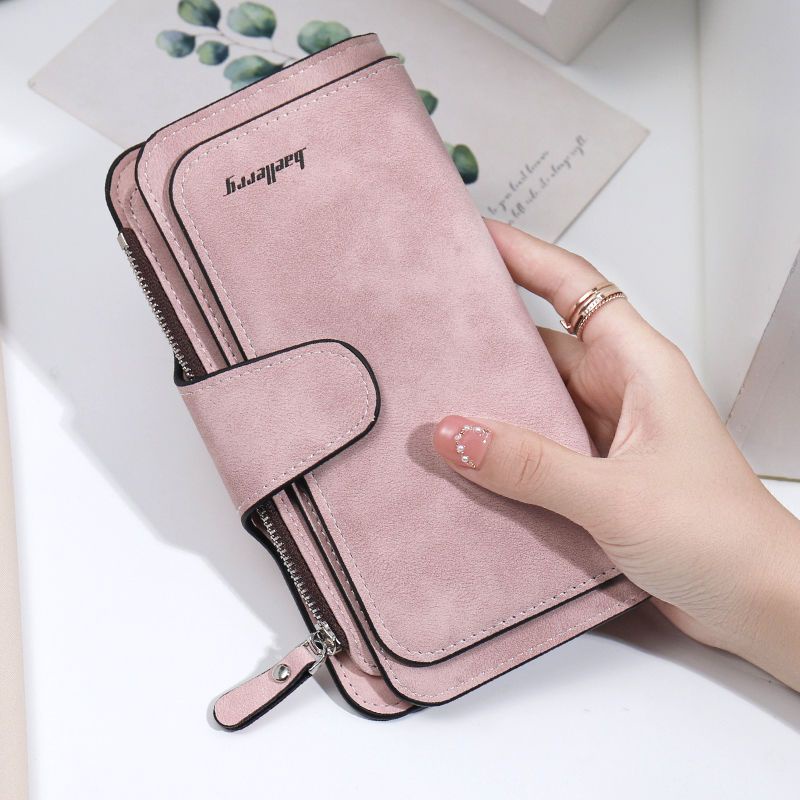 Gh ผู้ถือบัตรสุภาพสตรีประณีต High-End หนังนุ่ม Frosted กระเป๋าสตางค์หญิงยาว Multi-Card Slot พับผู้ถื