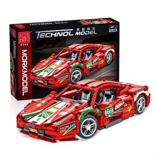 โมก023002-1 Ferrari 458 Red Supercar โมเดลบล็อกตัวต่อเลโก้ 1:14 ของเล่นสําหรับเด็กผู้ชาย