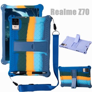 ใหม่ เคสแท็บเล็ต PC กันกระแทก สีพื้น พร้อมขาตั้ง สําหรับ Realme Z70 Android 2023