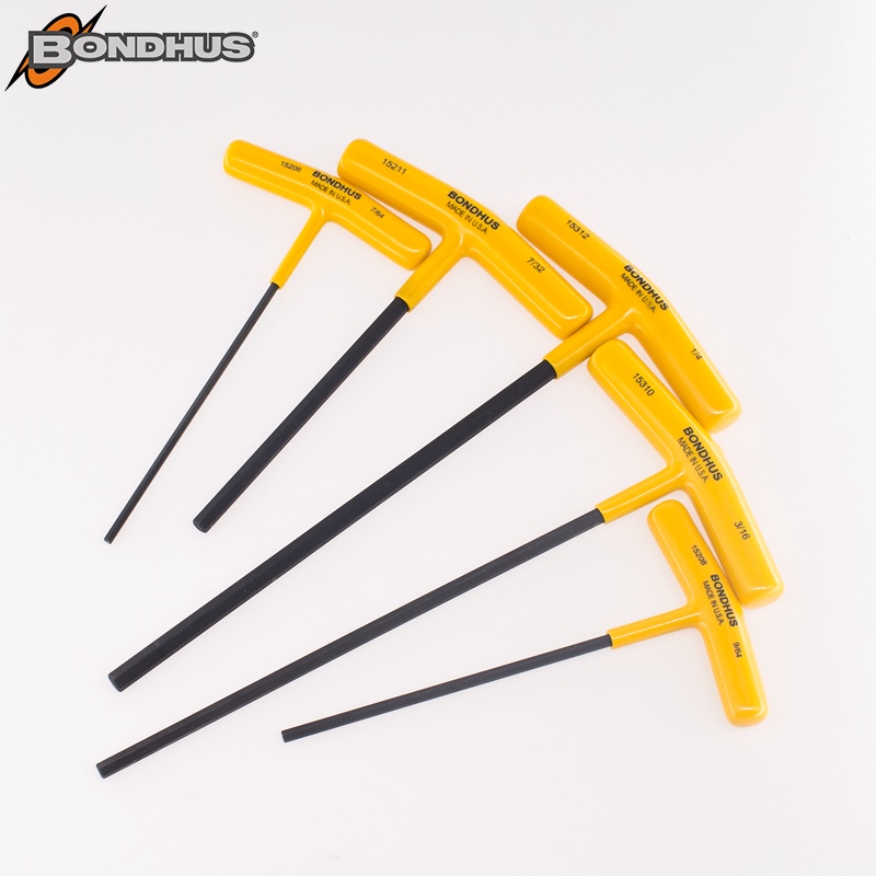 American BONDHUS BONDHUS ประแจอัลเลนที่จับ T นิ้ว T-Type 3/32, 1/8, 9/64, 5/32, 3/16