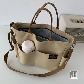 Multi-pocket tote canvas bag shoulder carry crossbody bag for men and women