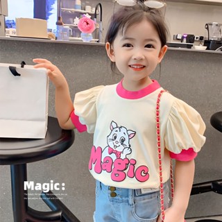 [CikiBaby] เสื้อยืดแขนสั้น แขนพัฟ แฟชั่นฤดูร้อน สําหรับเด็กผู้หญิง