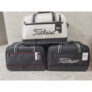 [Titleist] ใหม่ กระเป๋าเสื้อผ้ากอล์ฟ หนัง PU กันน้ํา ความจุขนาดใหญ่ สองชั้น สําหรับใส่รองเท้าบอสตัน