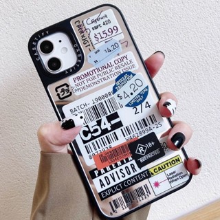 Casetify เคสโทรศัพท์มือถือแบบกระจกแข็ง ลายฉลาก สําหรับ iphone11 12 13 14 promax x xs xr i7 i8