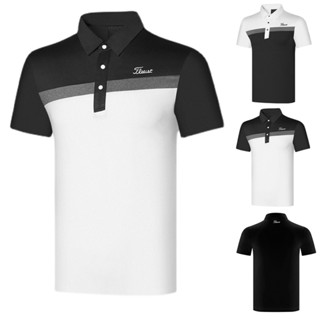 Titleist เสื้อโปโลแขนสั้น ระบายอากาศ แบบแห้งเร็ว พลัสไซซ์ สีตัดกัน สําหรับผู้ชาย