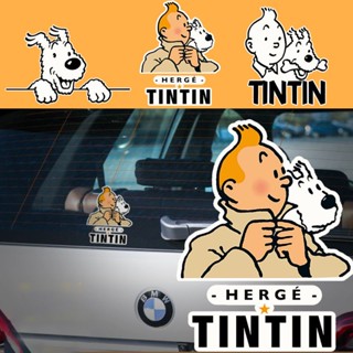 สติกเกอร์ ลายอนิเมะ Tintin Adventures สําหรับติดตกแต่งฝาถังน้ํามันรถยนต์