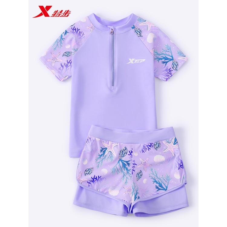 พร้อมสต็อก Xtep ของแท้ชุดว่ายน้ําเด็กสาวสไตล์ใหม่แยกสาวกลางเด็กใหญ่มืออาชีพการฝึกอบรมชุดว่ายน้ําน้ําพุร้อนว่ายน้ํา