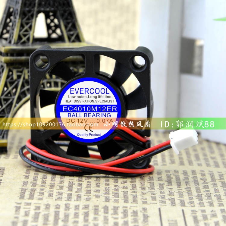 จัดส่ง 24 ชั่วโมง|ยี่ห้อใหม่ EVERCOOL EC4010M12ER 4 ซม. 3 สาย 12V 0.07 A 4010 พัดลมระบายความร้อน *&-